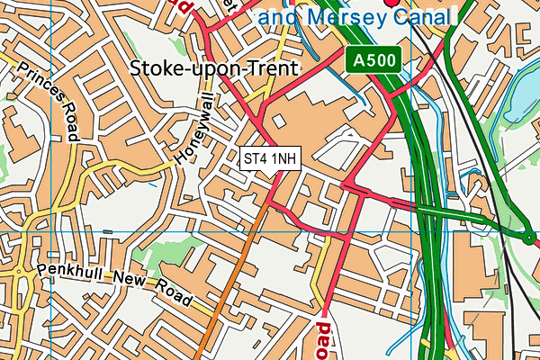 ST4 1NH map - OS VectorMap District (Ordnance Survey)