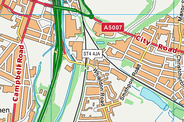 ST4 4JA map - OS VectorMap District (Ordnance Survey) ST4 4JA map - OS VectorMap District (Ordnance Survey)