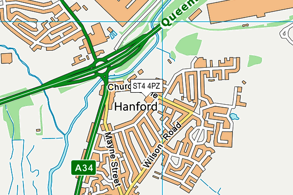 ST4 4PZ map - OS VectorMap District (Ordnance Survey) ST4 4PZ map - OS VectorMap District (Ordnance Survey)