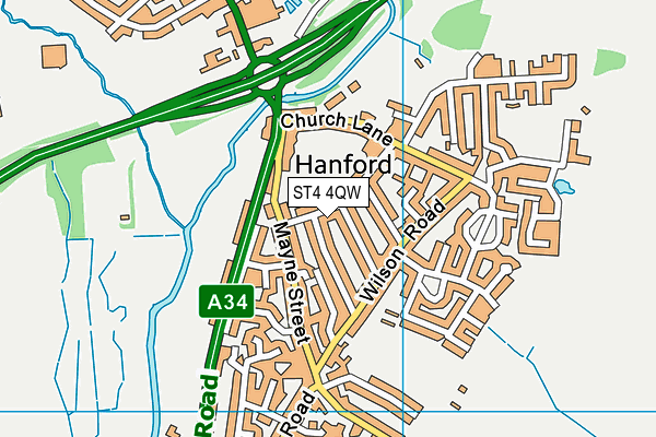 ST4 4QW map - OS VectorMap District (Ordnance Survey)