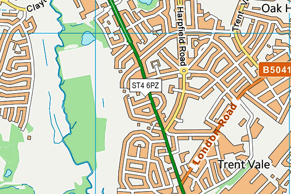 ST4 6PZ map - OS VectorMap District (Ordnance Survey) ST4 6PZ map - OS VectorMap District (Ordnance Survey)