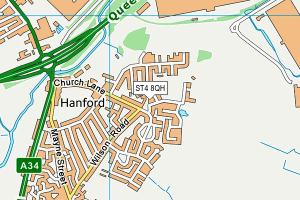 ST4 8QH map - OS VectorMap District (Ordnance Survey)