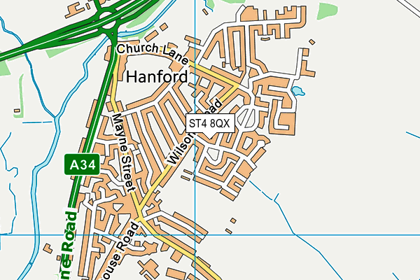 ST4 8QX map - OS VectorMap District (Ordnance Survey) ST4 8QX map - OS VectorMap District (Ordnance Survey)
