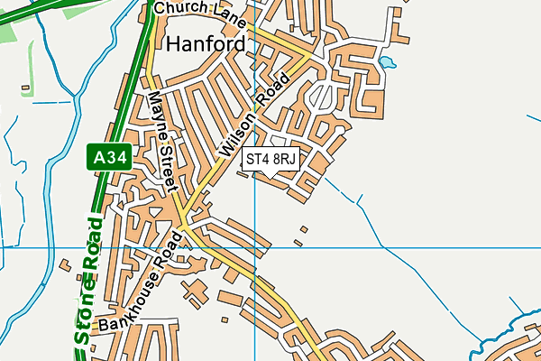 ST4 8RJ map - OS VectorMap District (Ordnance Survey)