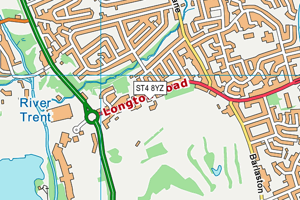 ST4 8YZ map - OS VectorMap District (Ordnance Survey) ST4 8YZ map - OS VectorMap District (Ordnance Survey)
