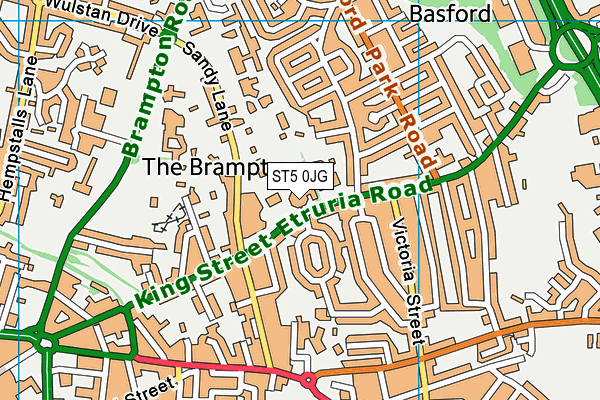ST5 0JG map - OS VectorMap District (Ordnance Survey) ST5 0JG map - OS VectorMap District (Ordnance Survey)