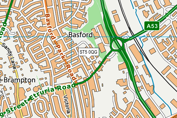 ST5 0QG map - OS VectorMap District (Ordnance Survey)