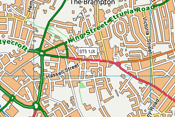 ST5 1JX map - OS VectorMap District (Ordnance Survey)