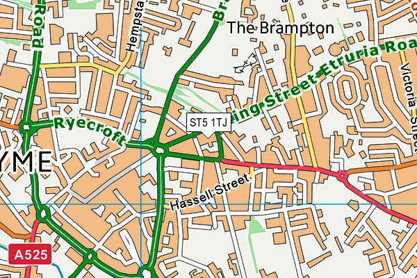 ST5 1TJ map - OS VectorMap District (Ordnance Survey)