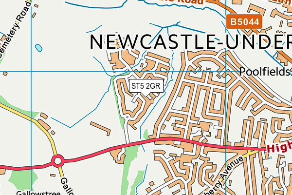 ST5 2GR map - OS VectorMap District (Ordnance Survey)