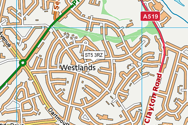 ST5 3RZ map - OS VectorMap District (Ordnance Survey) ST5 3RZ map - OS VectorMap District (Ordnance Survey)