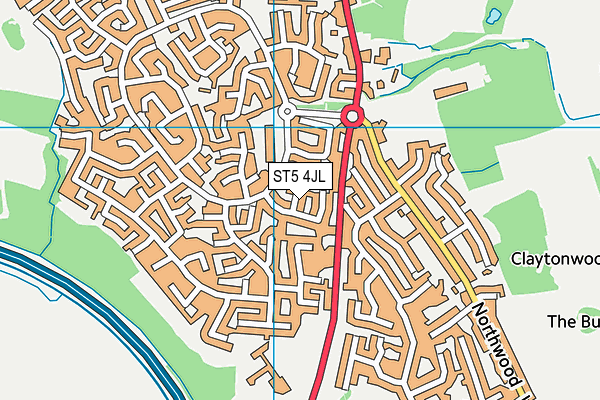 ST5 4JL map - OS VectorMap District (Ordnance Survey) ST5 4JL map - OS VectorMap District (Ordnance Survey)