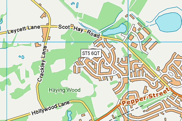 ST5 6QT map - OS VectorMap District (Ordnance Survey)