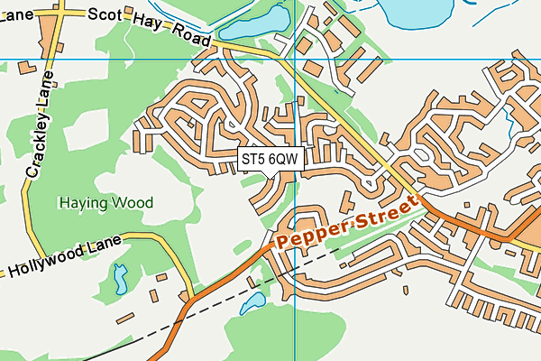 ST5 6QW map - OS VectorMap District (Ordnance Survey)