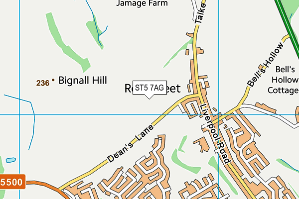 ST5 7AG map - OS VectorMap District (Ordnance Survey) ST5 7AG map - OS VectorMap District (Ordnance Survey)