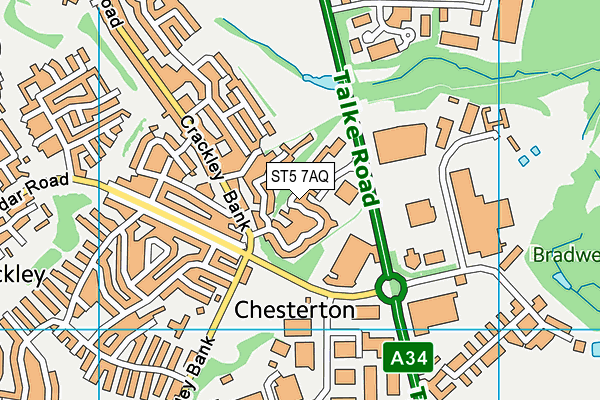 ST5 7AQ map - OS VectorMap District (Ordnance Survey) ST5 7AQ map - OS VectorMap District (Ordnance Survey)