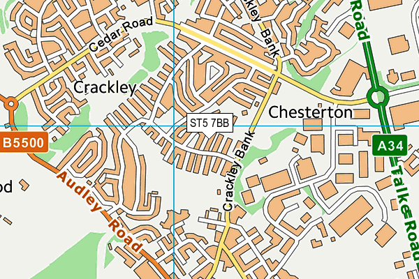 ST5 7BB map - OS VectorMap District (Ordnance Survey) ST5 7BB map - OS VectorMap District (Ordnance Survey)