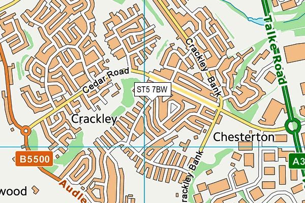 ST5 7BW map - OS VectorMap District (Ordnance Survey)