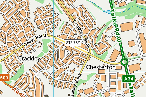 ST5 7BZ map - OS VectorMap District (Ordnance Survey) ST5 7BZ map - OS VectorMap District (Ordnance Survey)
