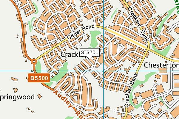 ST5 7DL map - OS VectorMap District (Ordnance Survey)