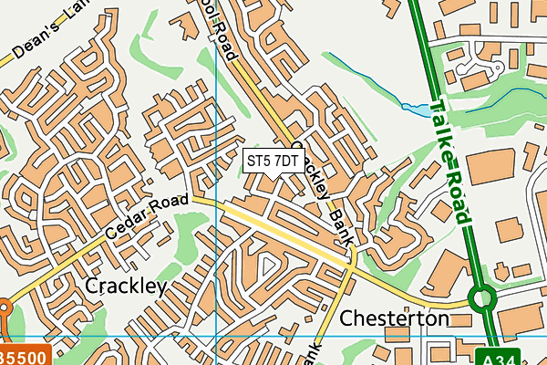 ST5 7DT map - OS VectorMap District (Ordnance Survey) ST5 7DT map - OS VectorMap District (Ordnance Survey)