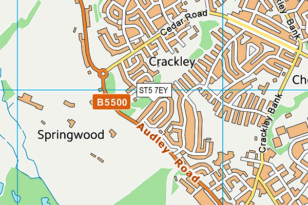 ST5 7EY map - OS VectorMap District (Ordnance Survey)
