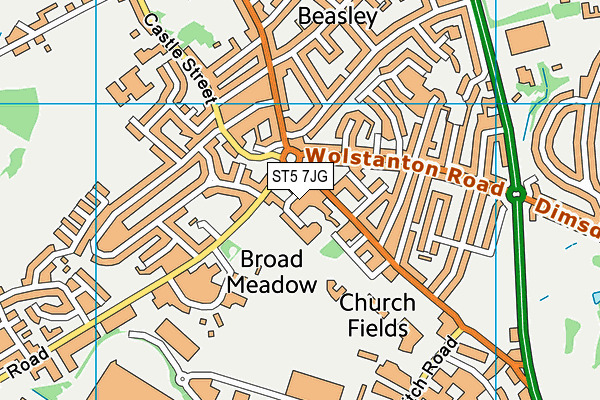 ST5 7JG map - OS VectorMap District (Ordnance Survey) ST5 7JG map - OS VectorMap District (Ordnance Survey)