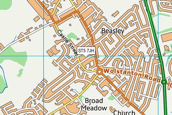 ST5 7JH map - OS VectorMap District (Ordnance Survey) ST5 7JH map - OS VectorMap District (Ordnance Survey)