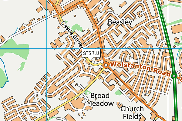 ST5 7JJ map - OS VectorMap District (Ordnance Survey) ST5 7JJ map - OS VectorMap District (Ordnance Survey)