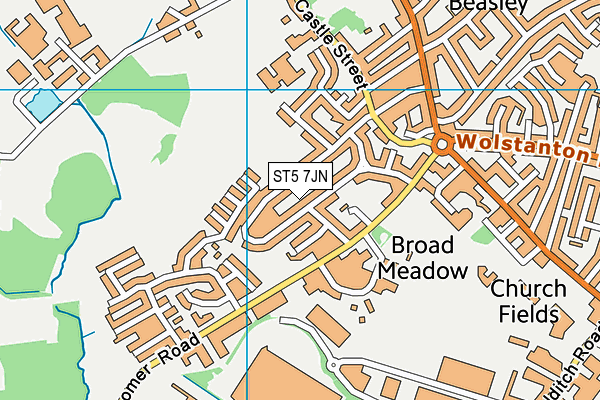 ST5 7JN map - OS VectorMap District (Ordnance Survey) ST5 7JN map - OS VectorMap District (Ordnance Survey)