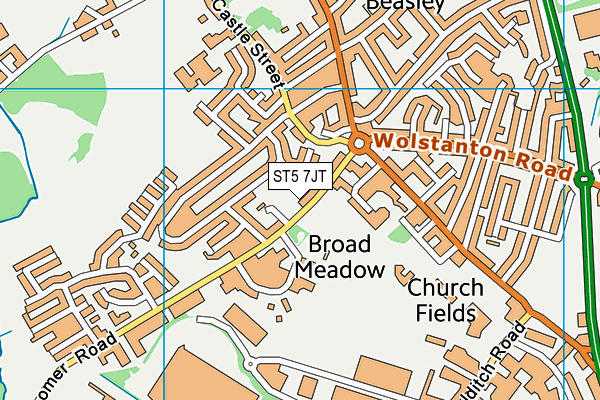 ST5 7JT map - OS VectorMap District (Ordnance Survey) ST5 7JT map - OS VectorMap District (Ordnance Survey)