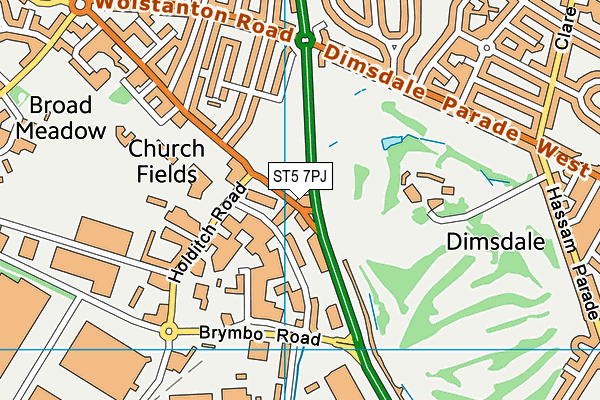 ST5 7PJ map - OS VectorMap District (Ordnance Survey) ST5 7PJ map - OS VectorMap District (Ordnance Survey)