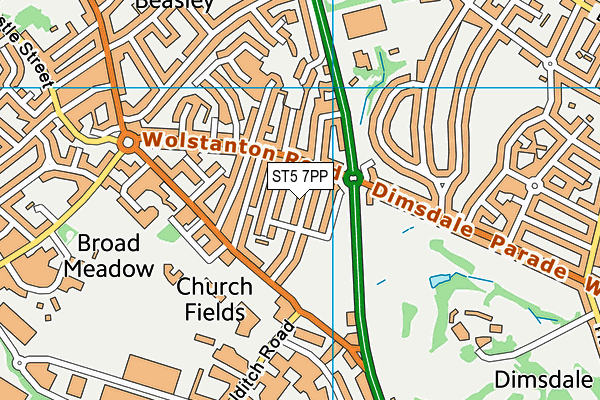 ST5 7PP map - OS VectorMap District (Ordnance Survey)