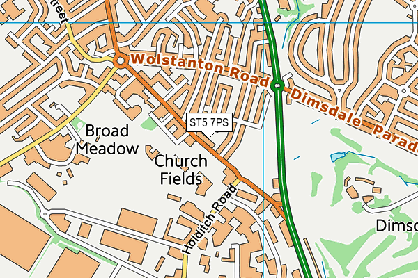 ST5 7PS map - OS VectorMap District (Ordnance Survey)