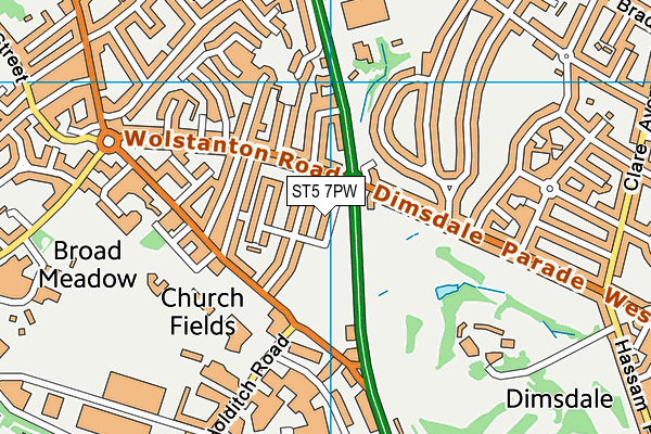 ST5 7PW map - OS VectorMap District (Ordnance Survey) ST5 7PW map - OS VectorMap District (Ordnance Survey)