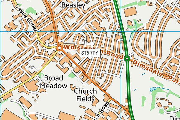 ST5 7PY map - OS VectorMap District (Ordnance Survey) ST5 7PY map - OS VectorMap District (Ordnance Survey)