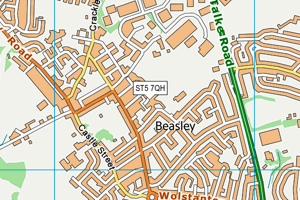 ST5 7QH map - OS VectorMap District (Ordnance Survey)