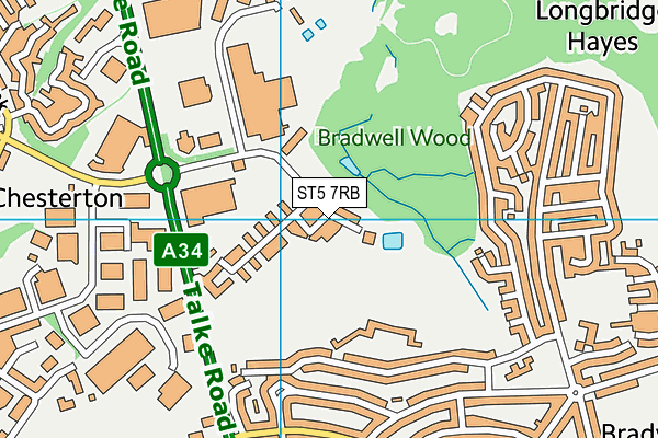 ST5 7RB map - OS VectorMap District (Ordnance Survey)