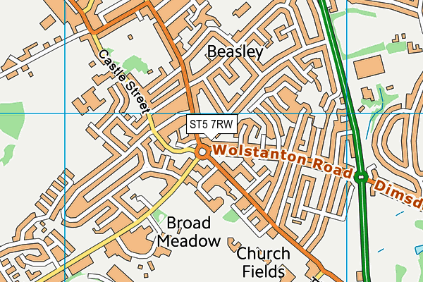 ST5 7RW map - OS VectorMap District (Ordnance Survey)