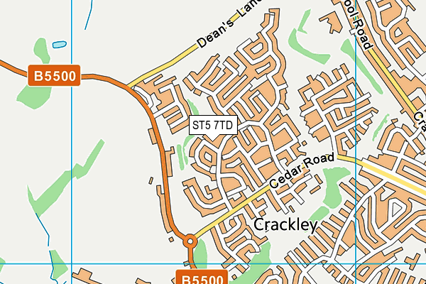 ST5 7TD map - OS VectorMap District (Ordnance Survey) ST5 7TD map - OS VectorMap District (Ordnance Survey)