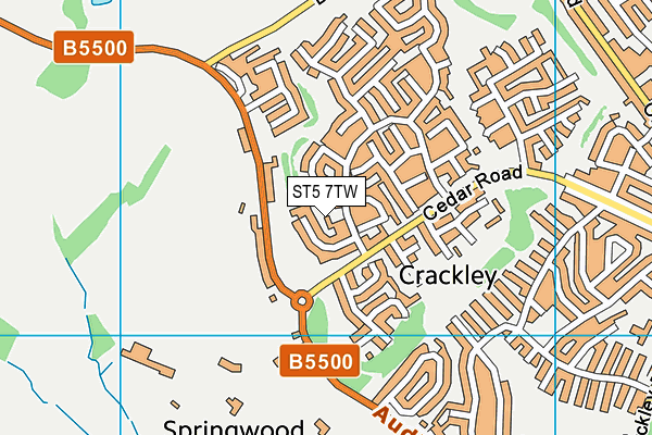 ST5 7TW map - OS VectorMap District (Ordnance Survey)