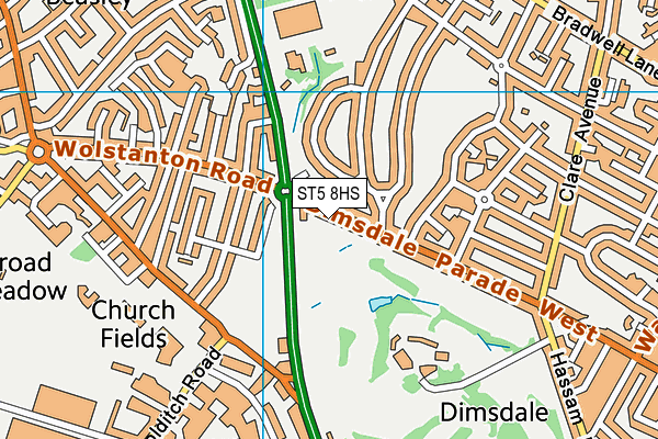ST5 8HS map - OS VectorMap District (Ordnance Survey)