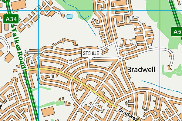 ST5 8JE map - OS VectorMap District (Ordnance Survey) ST5 8JE map - OS VectorMap District (Ordnance Survey)