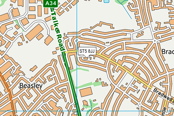 ST5 8JJ map - OS VectorMap District (Ordnance Survey) ST5 8JJ map - OS VectorMap District (Ordnance Survey)