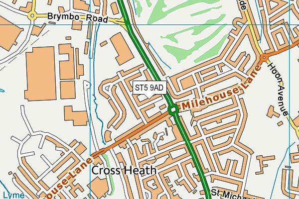 ST5 9AD map - OS VectorMap District (Ordnance Survey)