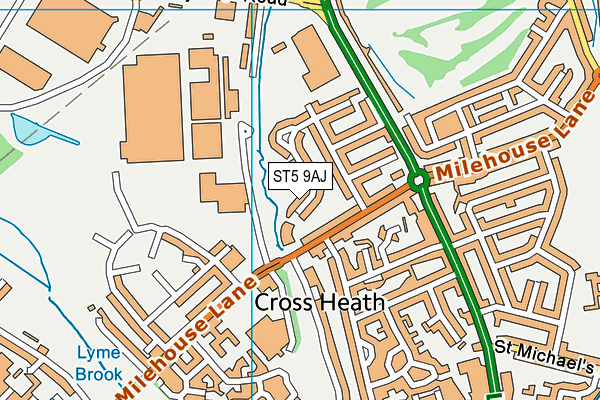 ST5 9AJ map - OS VectorMap District (Ordnance Survey)