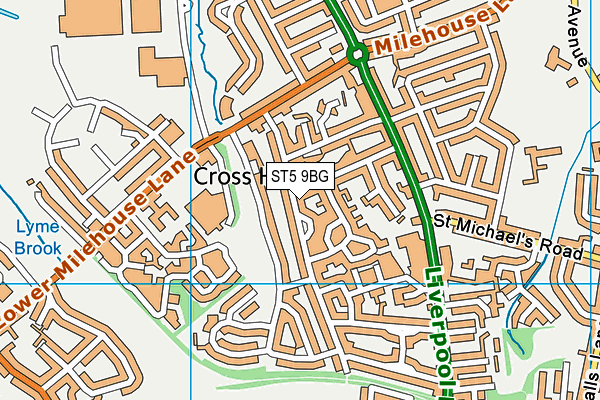 ST5 9BG map - OS VectorMap District (Ordnance Survey)