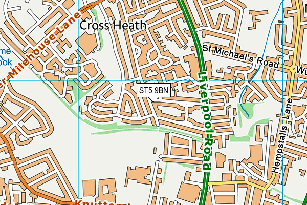 ST5 9BN map - OS VectorMap District (Ordnance Survey)