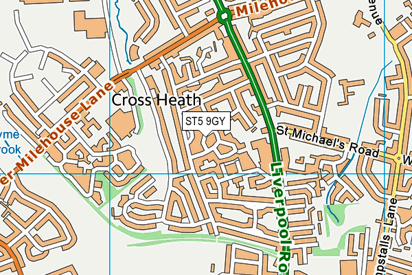 ST5 9GY map - OS VectorMap District (Ordnance Survey)