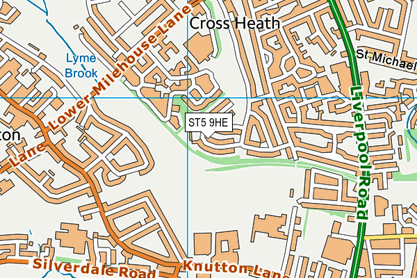 ST5 9HE map - OS VectorMap District (Ordnance Survey)